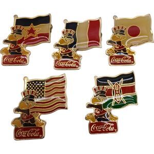 VTG 1984 LA Olympics Coca Cola Sam Eagle Flag Lapel Pin ~ Lot of 5